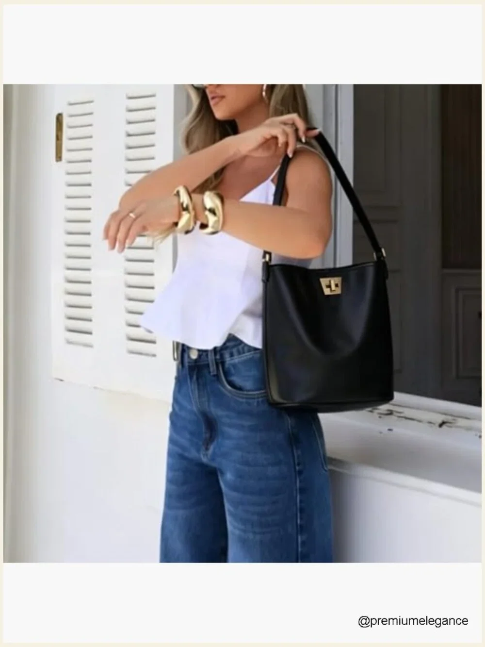 Vegan Leather Hobo Shoulder Crossbody Purse with Twist Lock